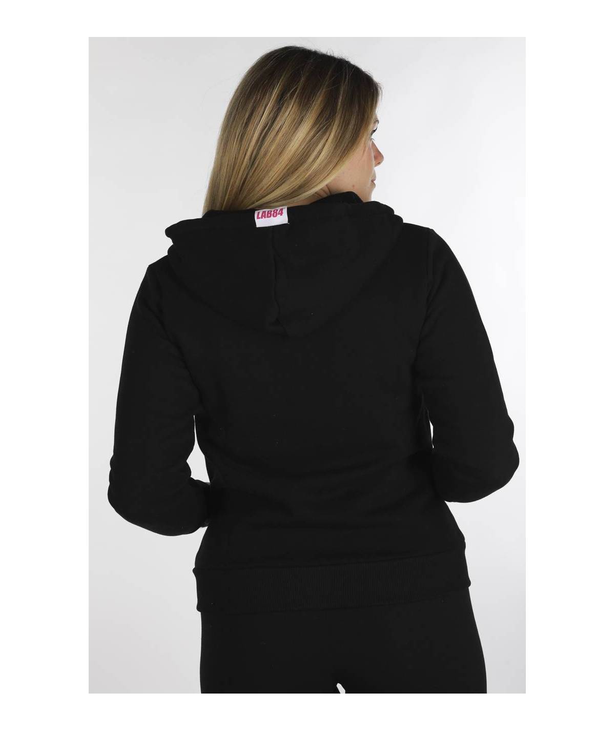 Lab84 FELPA FULL ZIP CAPP.+TASCA FILO+CERNIERA Consegna Veloce