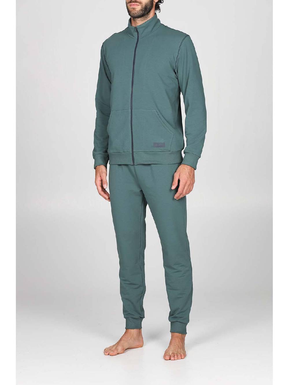 Julipet Tuta zip in confortevole felpa di colore verde Offerta