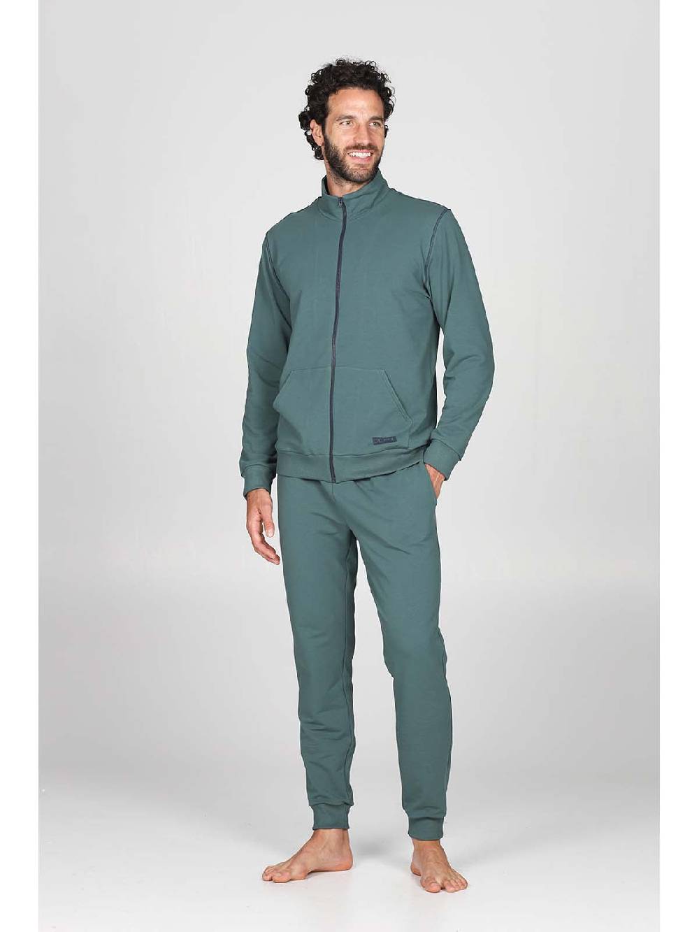 Julipet Tuta zip in confortevole felpa di colore verde Offerta