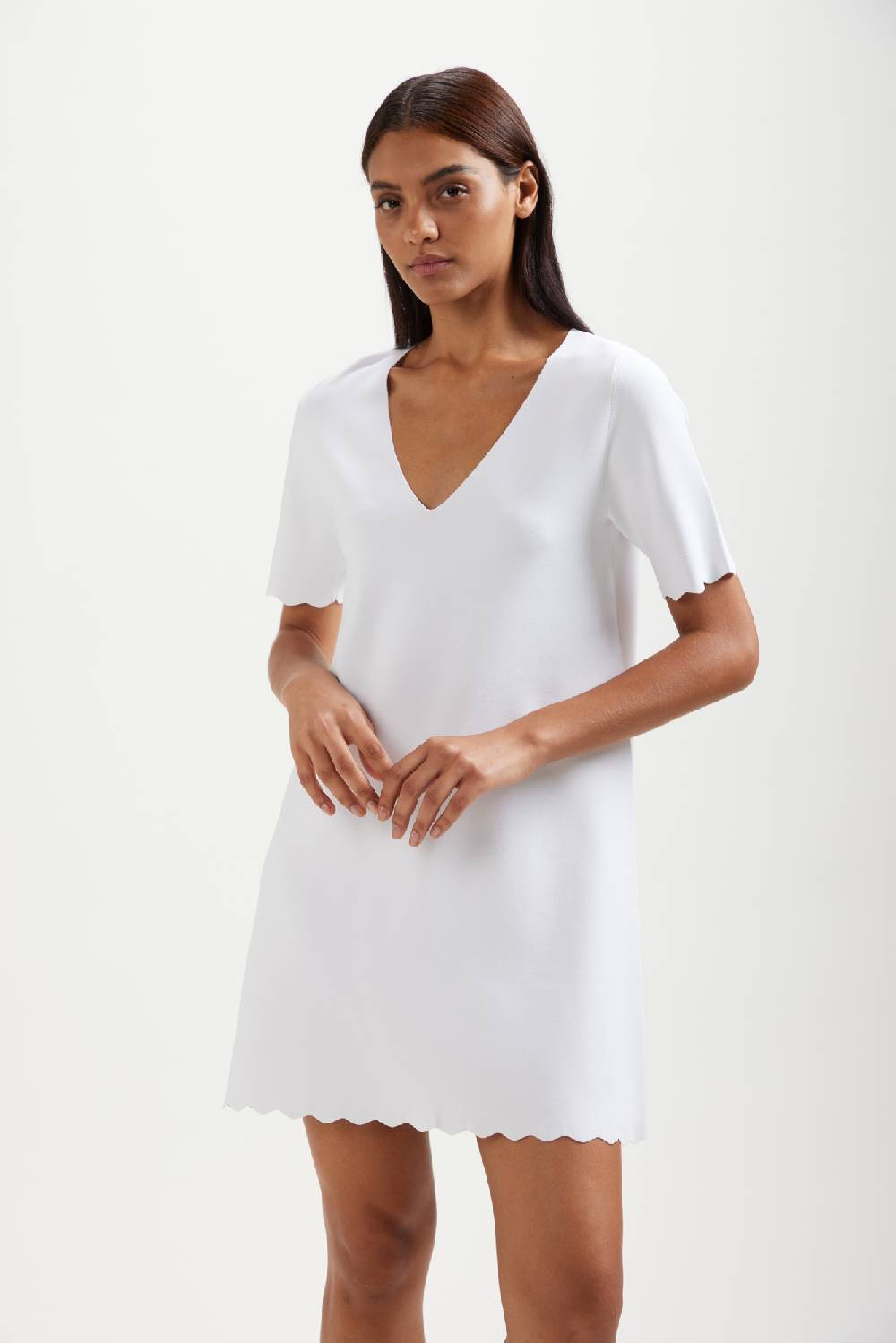 Kangra Cashmere Mini Abito Manica Corta E Punto Milano con Dentello Online