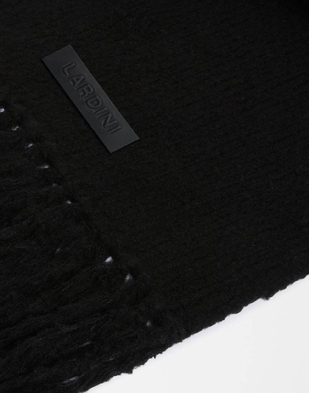 Lardini Sciarpa nera in maglia di lana e cashmere con peneri Negozio