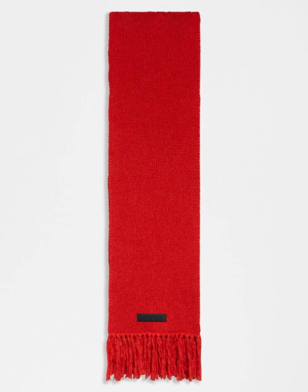 Lardini Sciarpa rossa in maglia di lana e cashmere con peneri Nuova