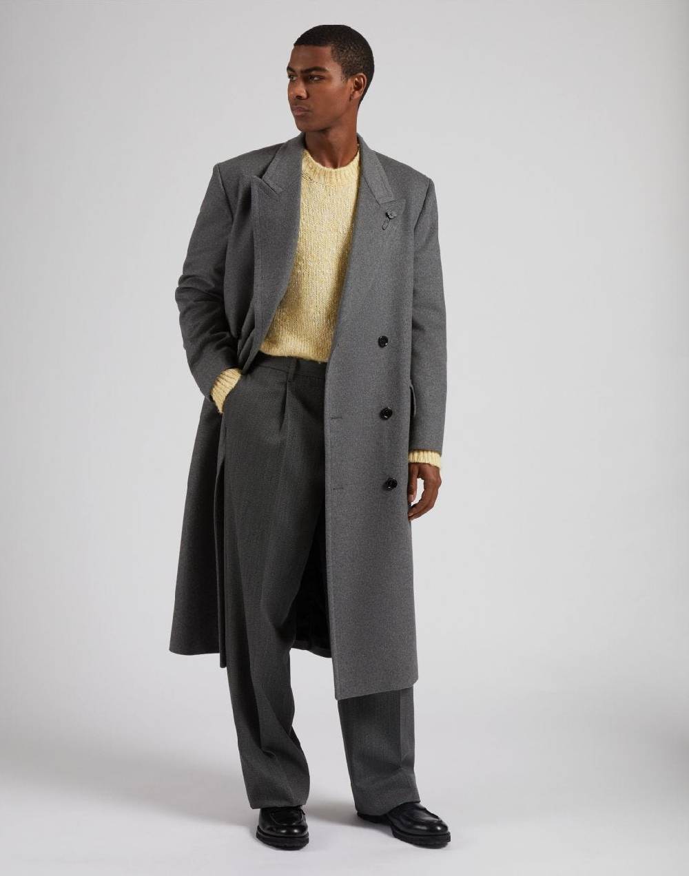 Lardini Pantalone miami in pura lana grigia con diagonale a contrasto 2025