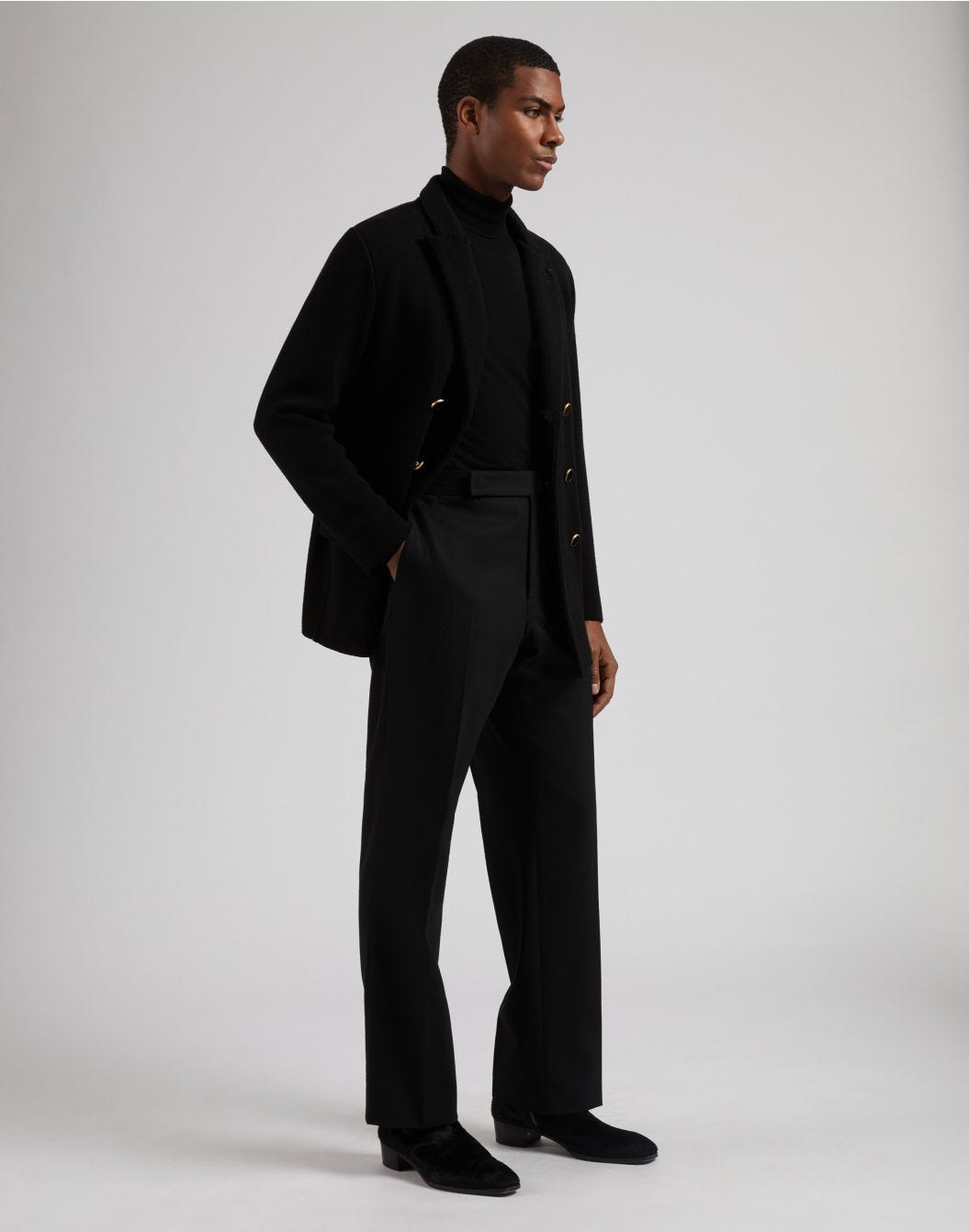 Lardini Pantalone nero in flanella pettinata Promozione