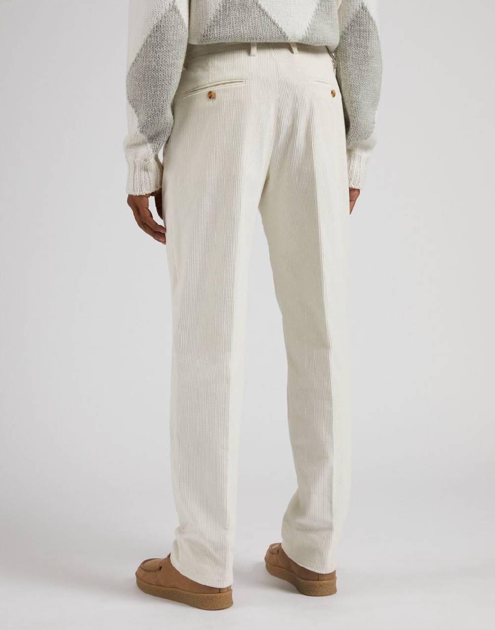 Lardini Pantalone feeling in velluto 500 righe color panna Consegna Veloce
