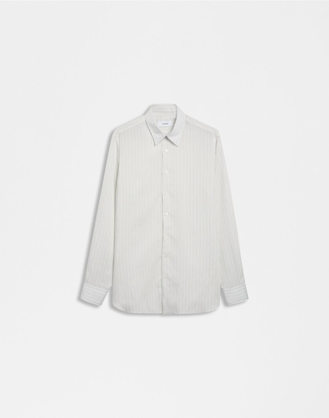 Lardini Camicia bianca a righe in popeline soft touch Promozione Limitata
