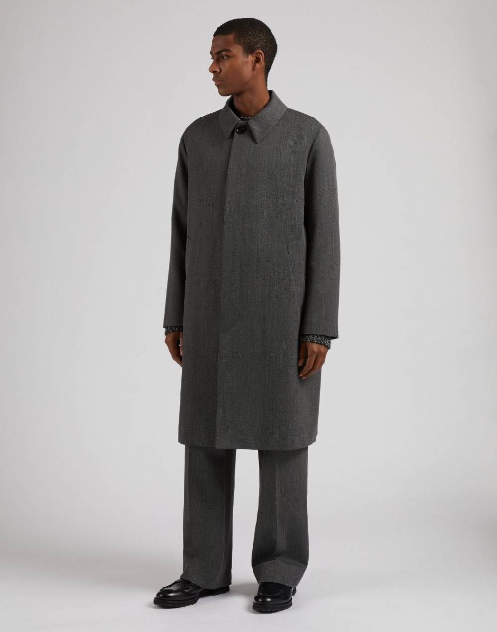 Lardini Cappotto monopetto grigio foderato con finta davanti Offerta