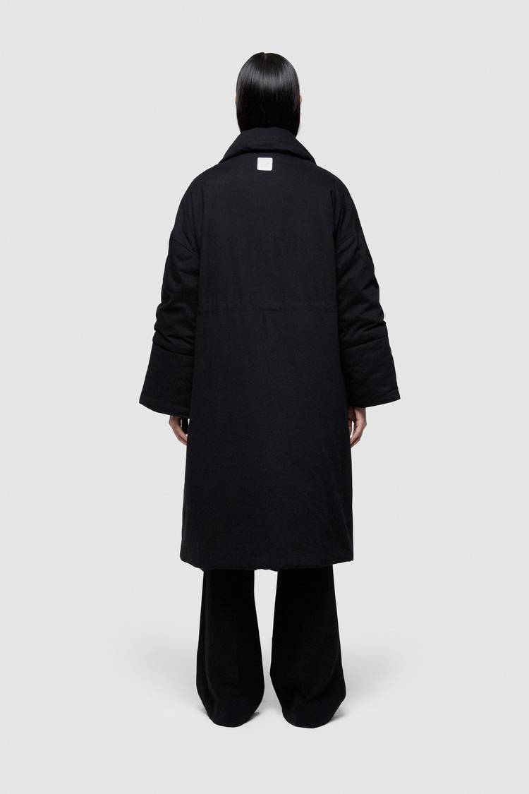 Oof Wear GIACCA LUNGA 9244 IN GABARDINA DI COTONE - NERO Negozi Online
