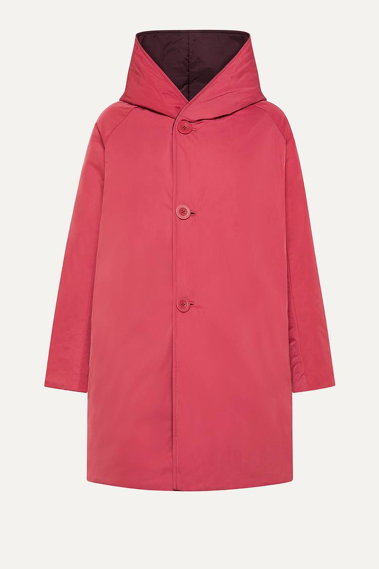 Oof Wear IMPERMEABILE REVERSIBILE 9410 IN NYLON MEMORY CON CAPPUCCIO - PRUGNA/DUST ROSE Vendita Economica