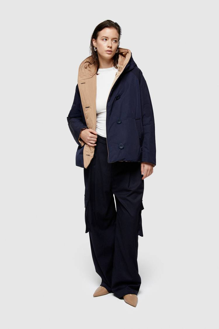 Oof Wear GIACCA REVERSIBILE 9006 IN NYLON MEMORY - BLU NOTTE/CAMMELLO I Più Venduti
