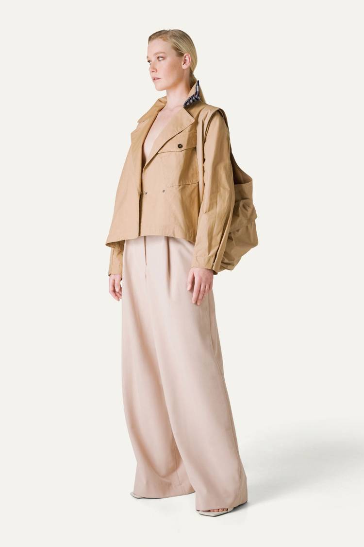 Oof Wear TRENCH CORTO IN GABARDINA DI COTONE LEGGERO 9202 - NATURALE Spedizione Gratuita