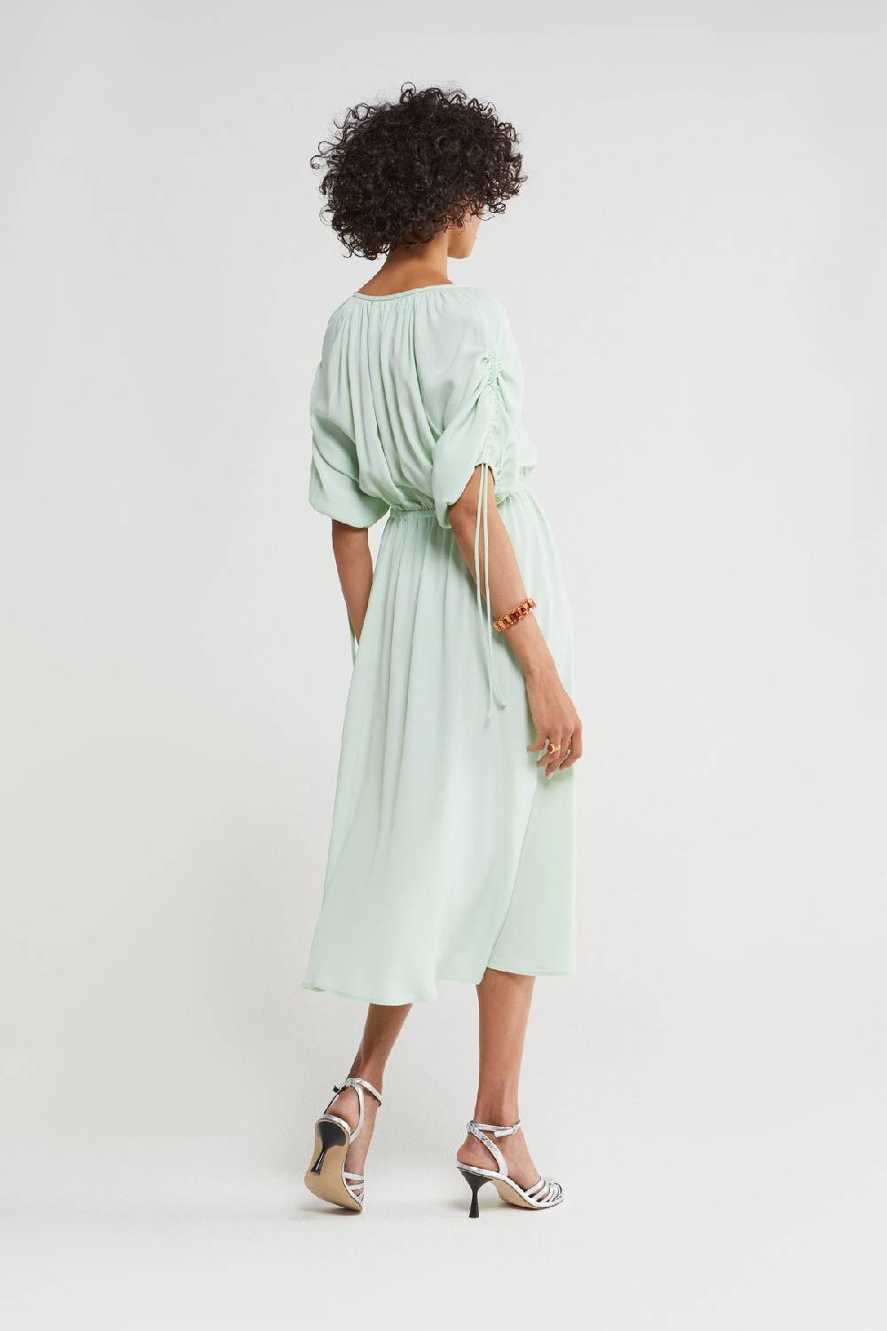 ottod'Ame Silk blend midi dress with drawstring Prezzo Ridotto