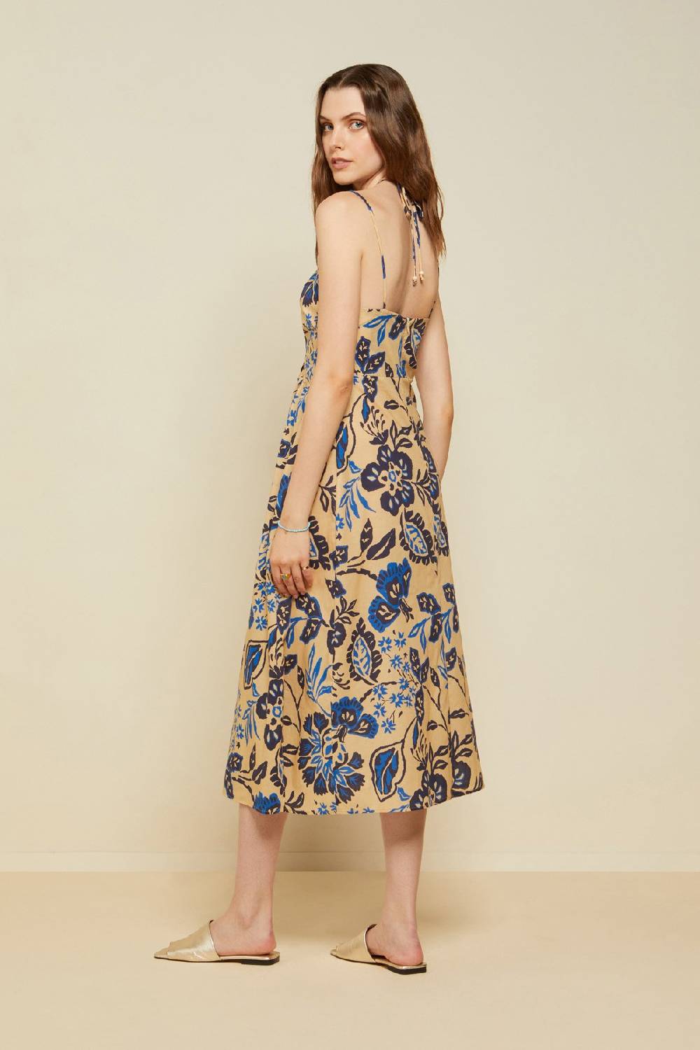 ottod'Ame Cotton midi dress with drawstring Consegna Veloce