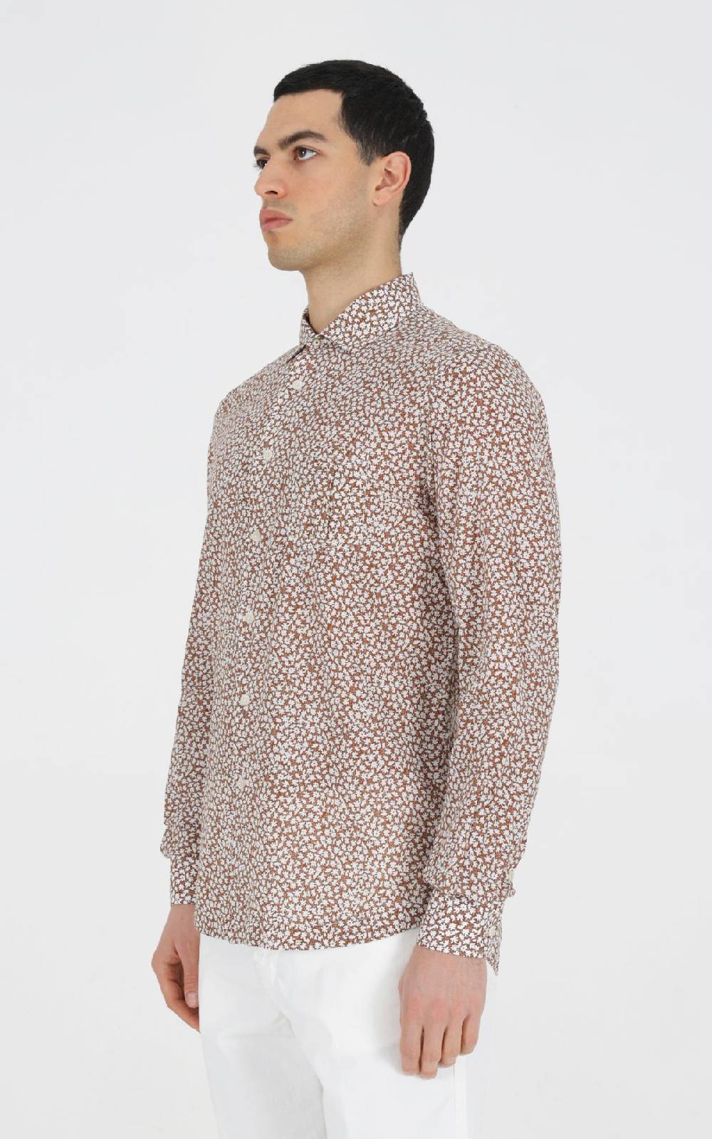 Outfit Italy Camicia francese con taschino in cotone stampato Vendite Flash