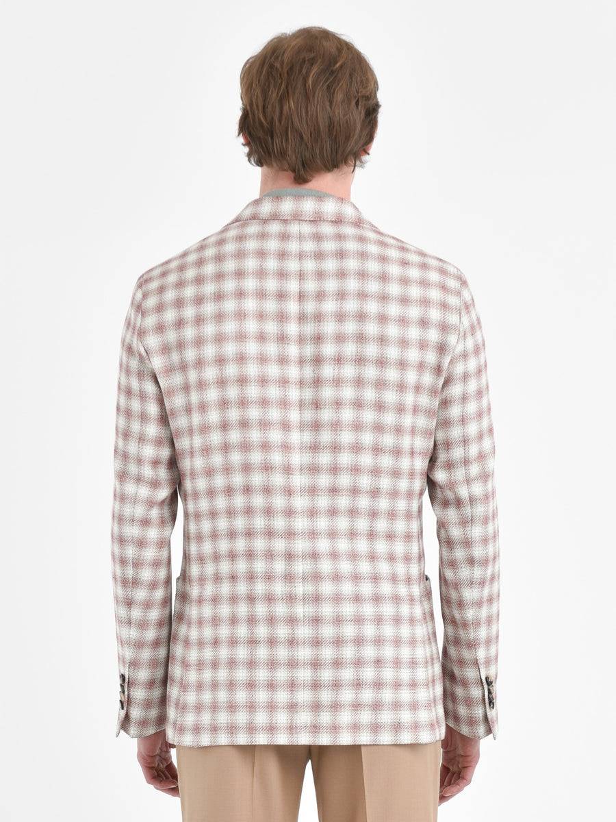 Paoloni Giacca slim check cotone lino delavè Vendita Calda