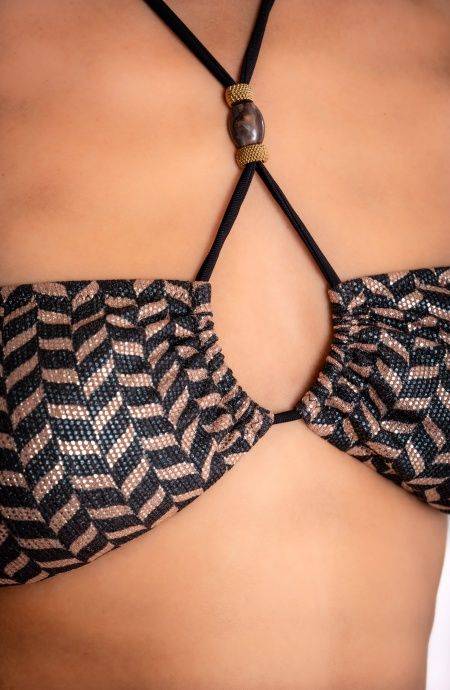 Pin Up Stars BIKINI FASCIA IMBOTTITA LAMÈ CON ACCESSORI E BORCHIE STAMPA SPIGHETTA Italia