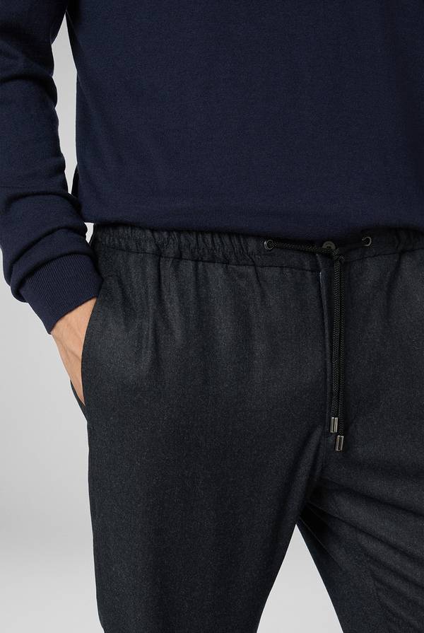 Pull Pal Zileri Pantaloni in pura lana grigio antracite con coulisse regolabile Moda