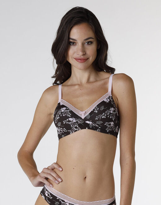 Lovable Reggiseno senza ferretto My Daily Comfort Printed in microfibra, fiori caffè I Più Venduti