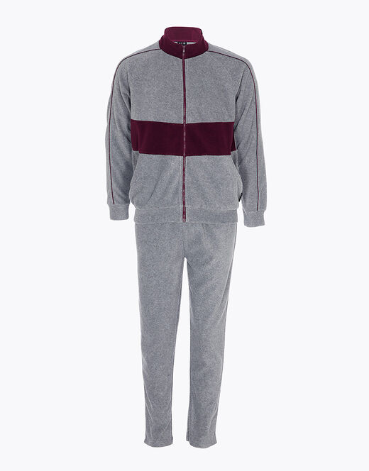 Lovable Homewear aperto in pile, grigio melange scuro e bordeaux Spedizione Gratuita