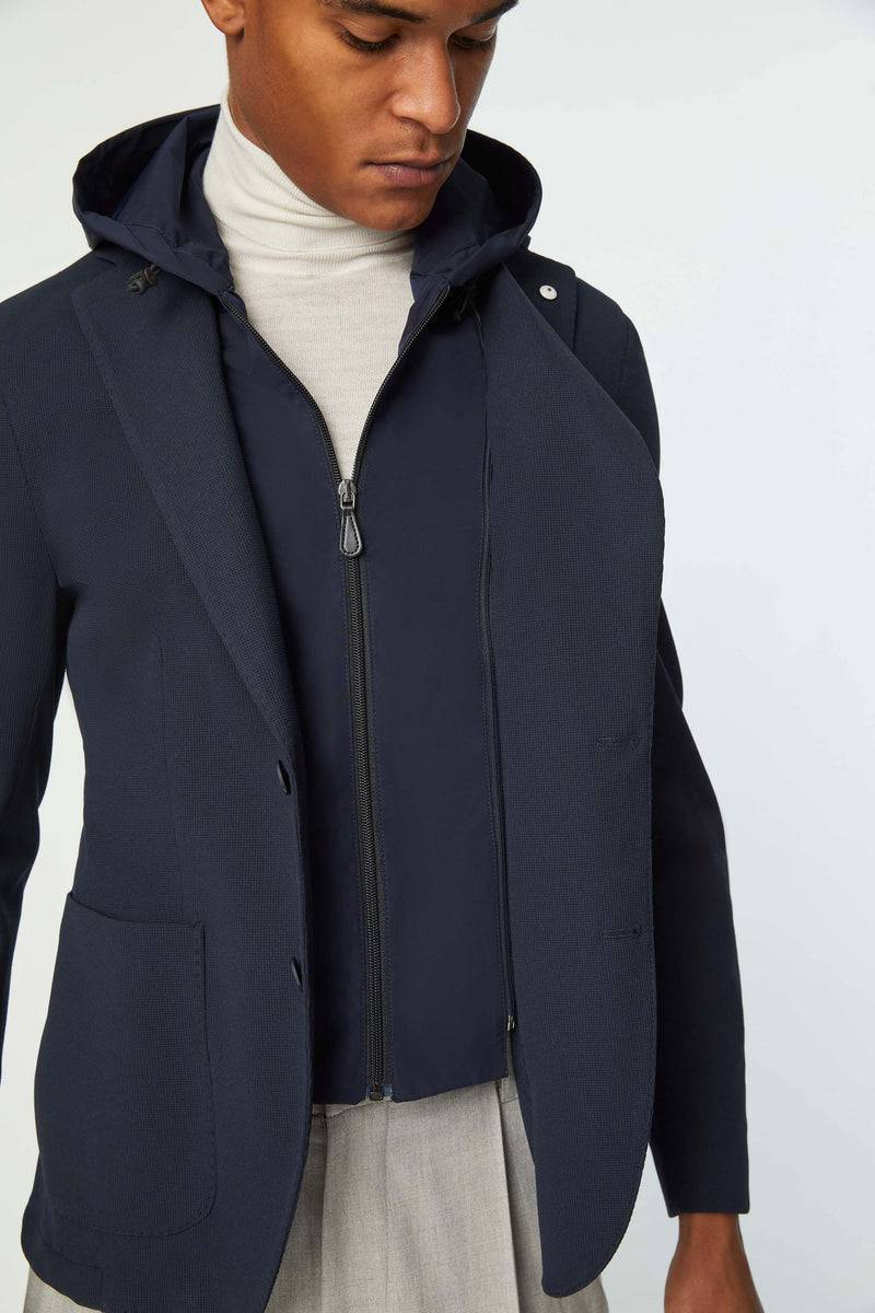 Lubiam Travel jacket con cappuccio blu Travel jacket con cappuccio blu Vendita Economica