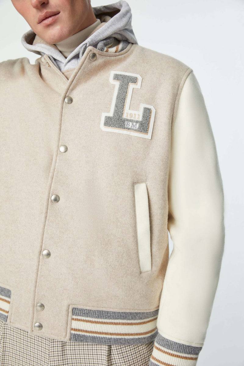 Lubiam Bomber stile college in jersey con patch Bomber stile college in jersey con patch Saldi Di Fabbrica