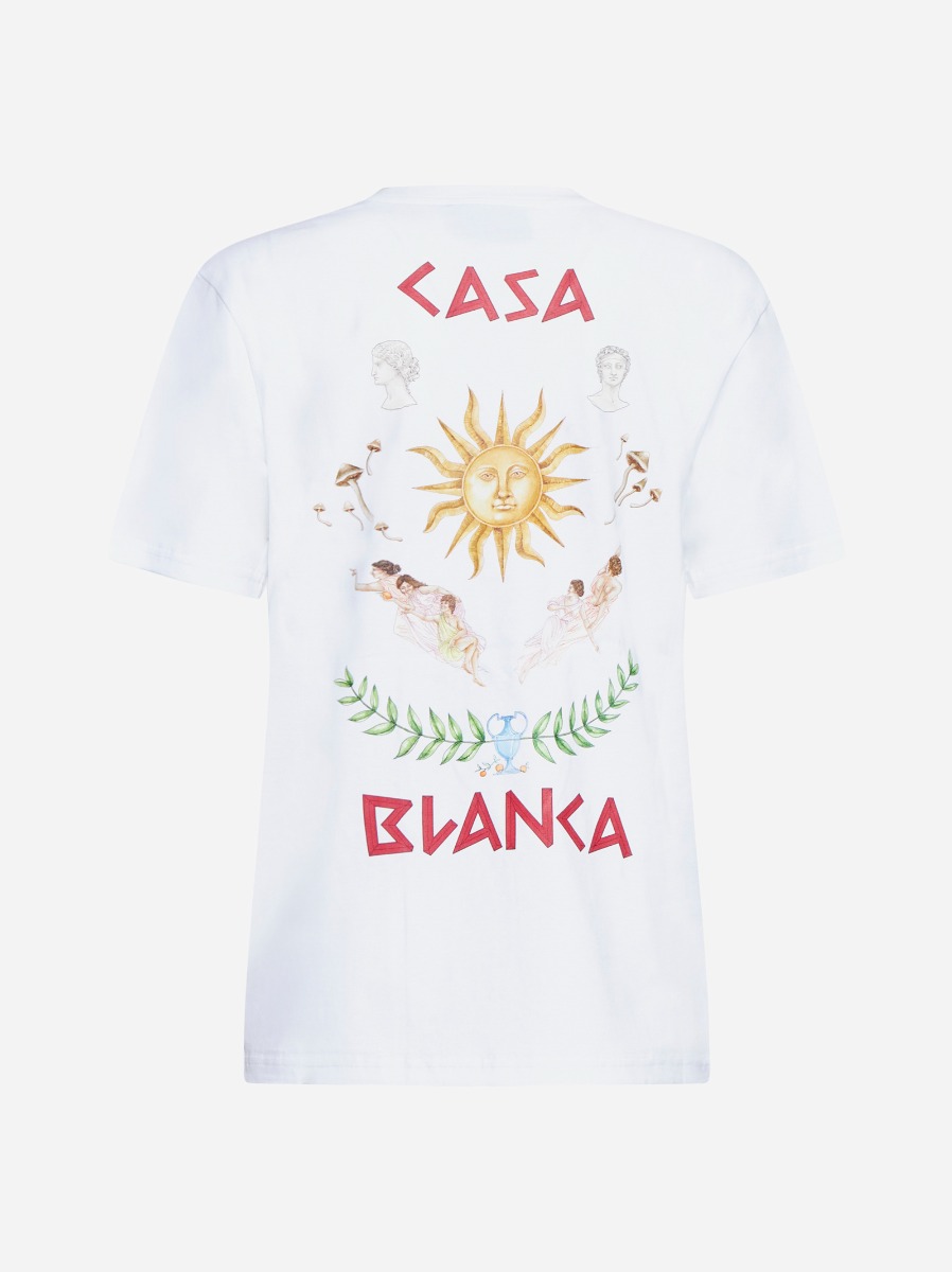 CASABLANCA T-shirt Le Temple Du Savoir bianca Vendita Calda