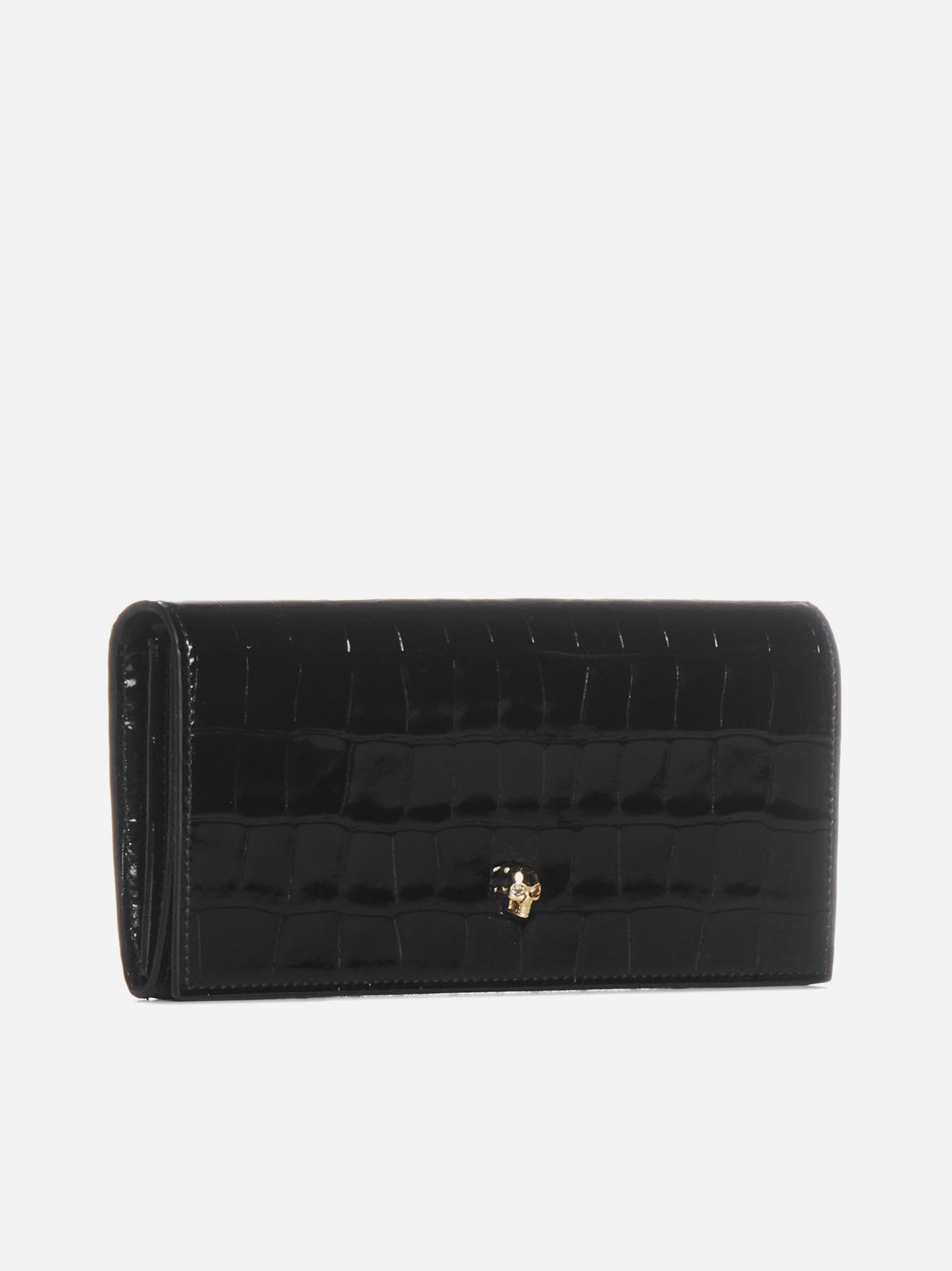 ALEXANDER MCQUEEN Borsa Skull a portafoglio in vernice effetto coccodrillo Prezzo Ridotto