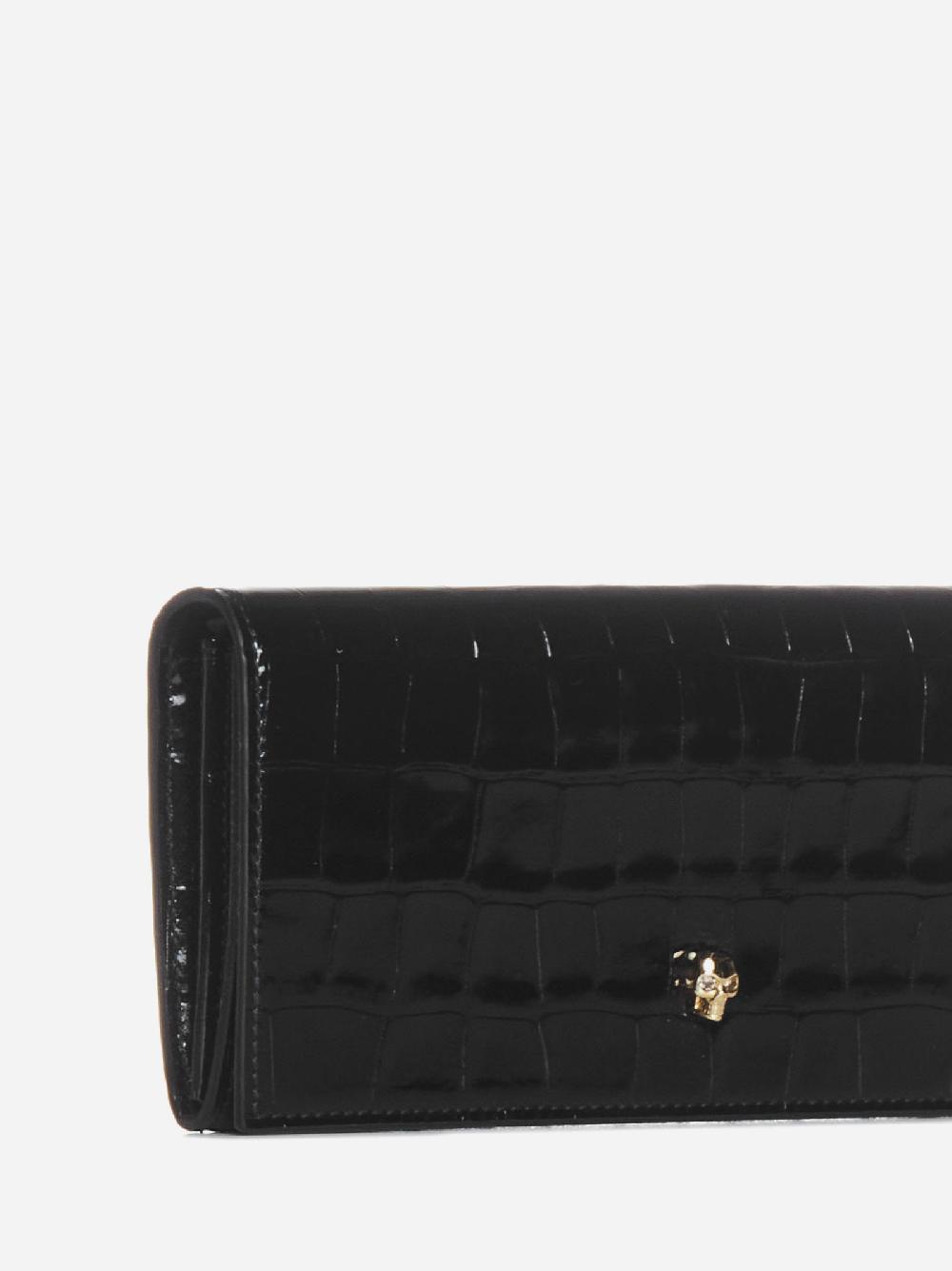 ALEXANDER MCQUEEN Borsa Skull a portafoglio in vernice effetto coccodrillo Prezzo Ridotto
