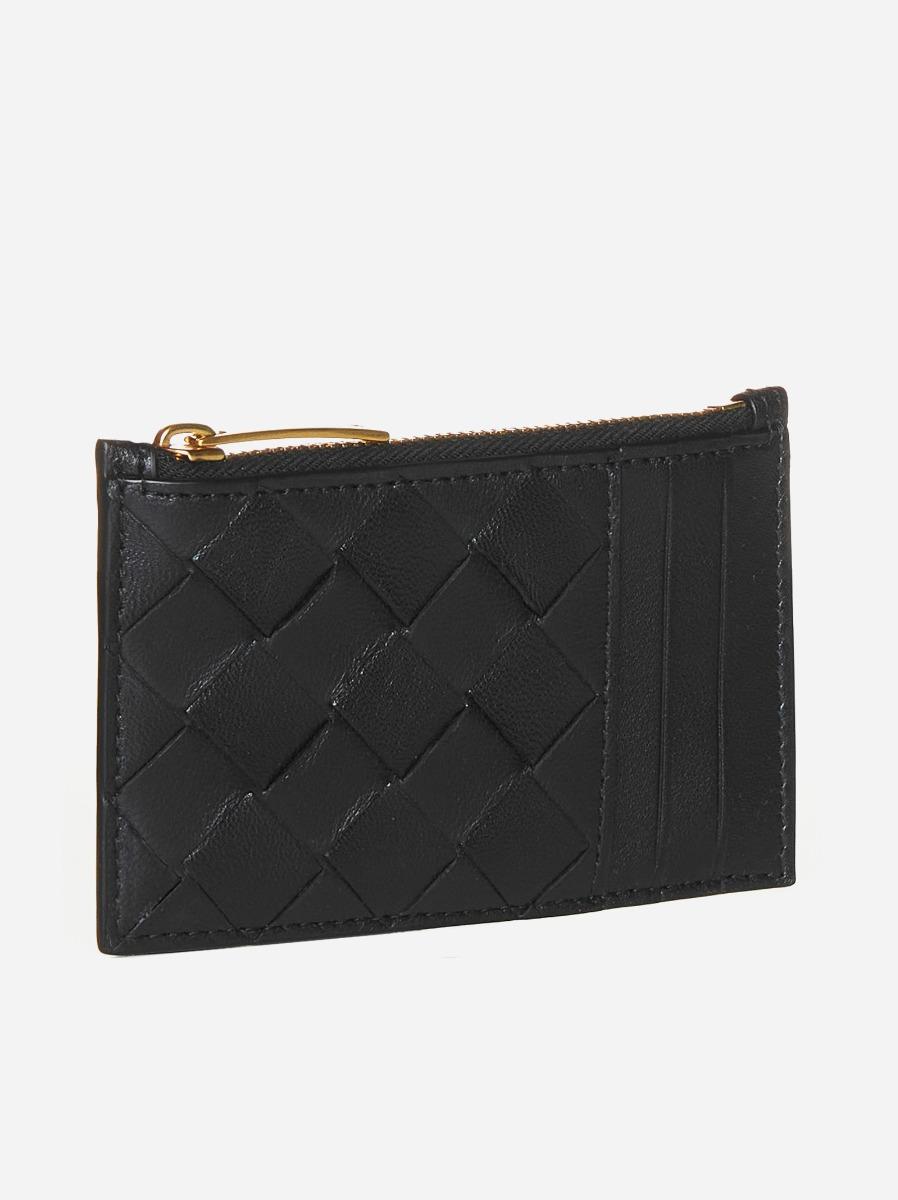 BOTTEGA VENETA Portacarte con zip in pelle Intrecciato Saldi Di Fabbrica