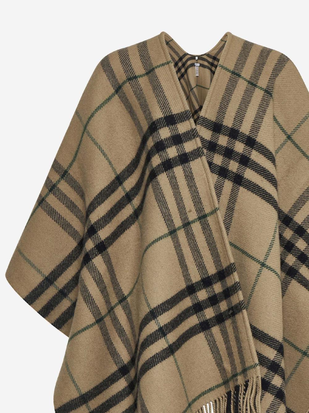 BURBERRY Mantella in lana e cashmere Check beige Prezzo Ridotto