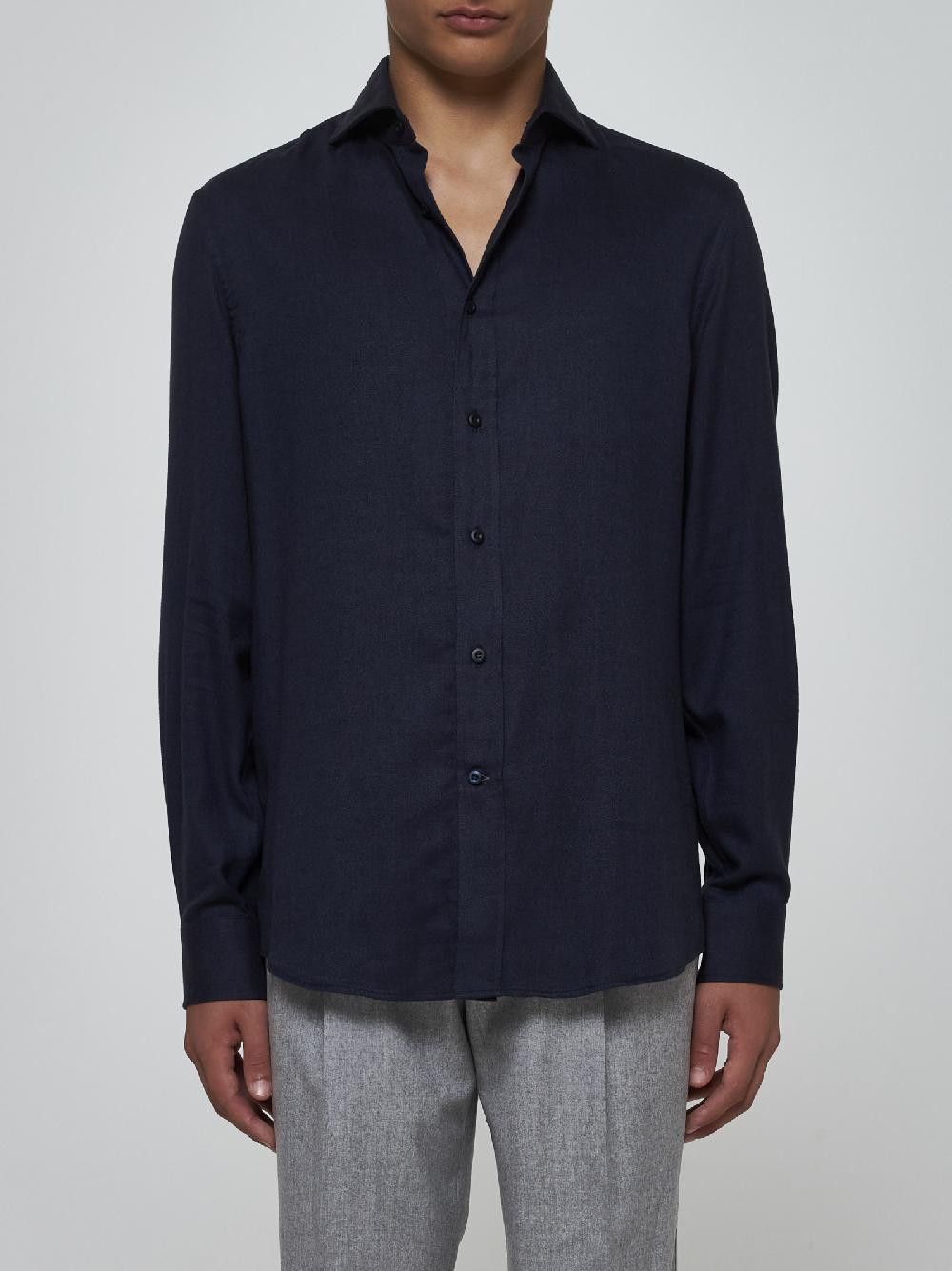 BRUNELLO CUCINELLI Camicia in cotone e lyocell Sconto