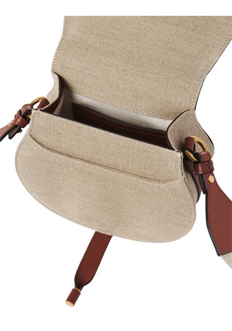 CHLOÉ Borsa Saddle Piccola Marcie In Lino e Pelle Marrone - CHLOÉ Prezzo Ridotto