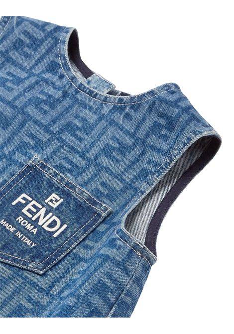 FENDI KIDS Abito Smnaicato In Denim FF Blu Medio - FENDI KIDS Online