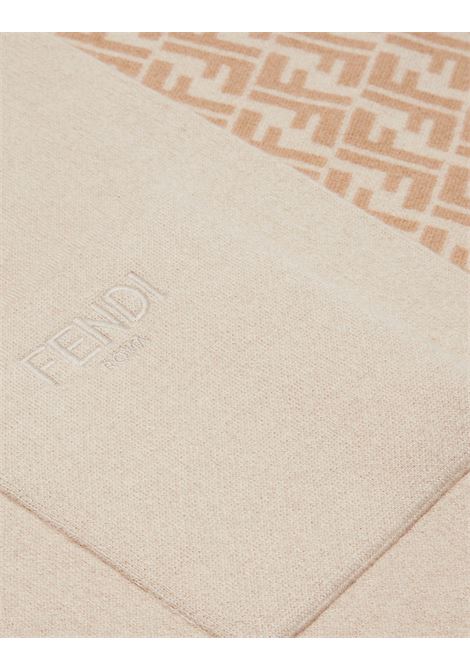 FENDI KIDS Sciarpa Reversibile Beige Con Logo FF - FENDI KIDS Saldi Di Fabbrica