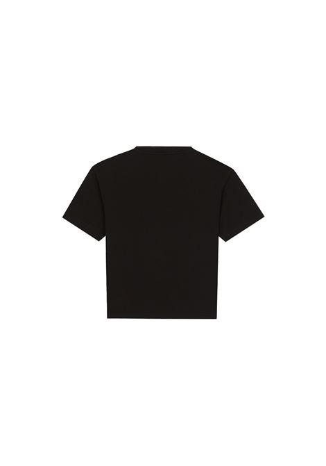 DOLCE & GABBANA KIDS T-Shirt Nera Con Stampa Floccata - DOLCE & GABBANA KIDS Negozi Online