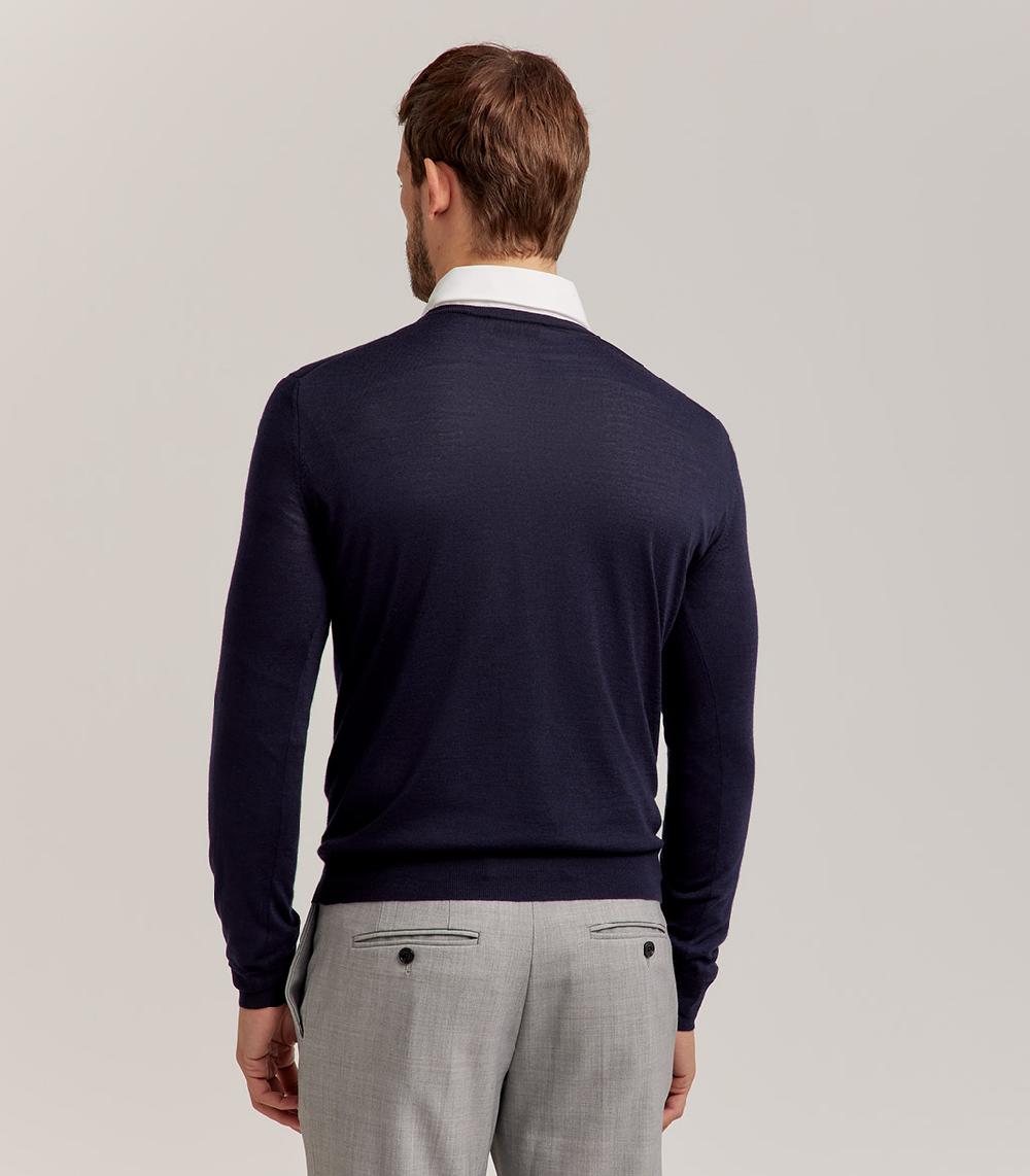S.Moritz COLLO V LANA SETA CASHMERE - BLU NAVY Shopping Online