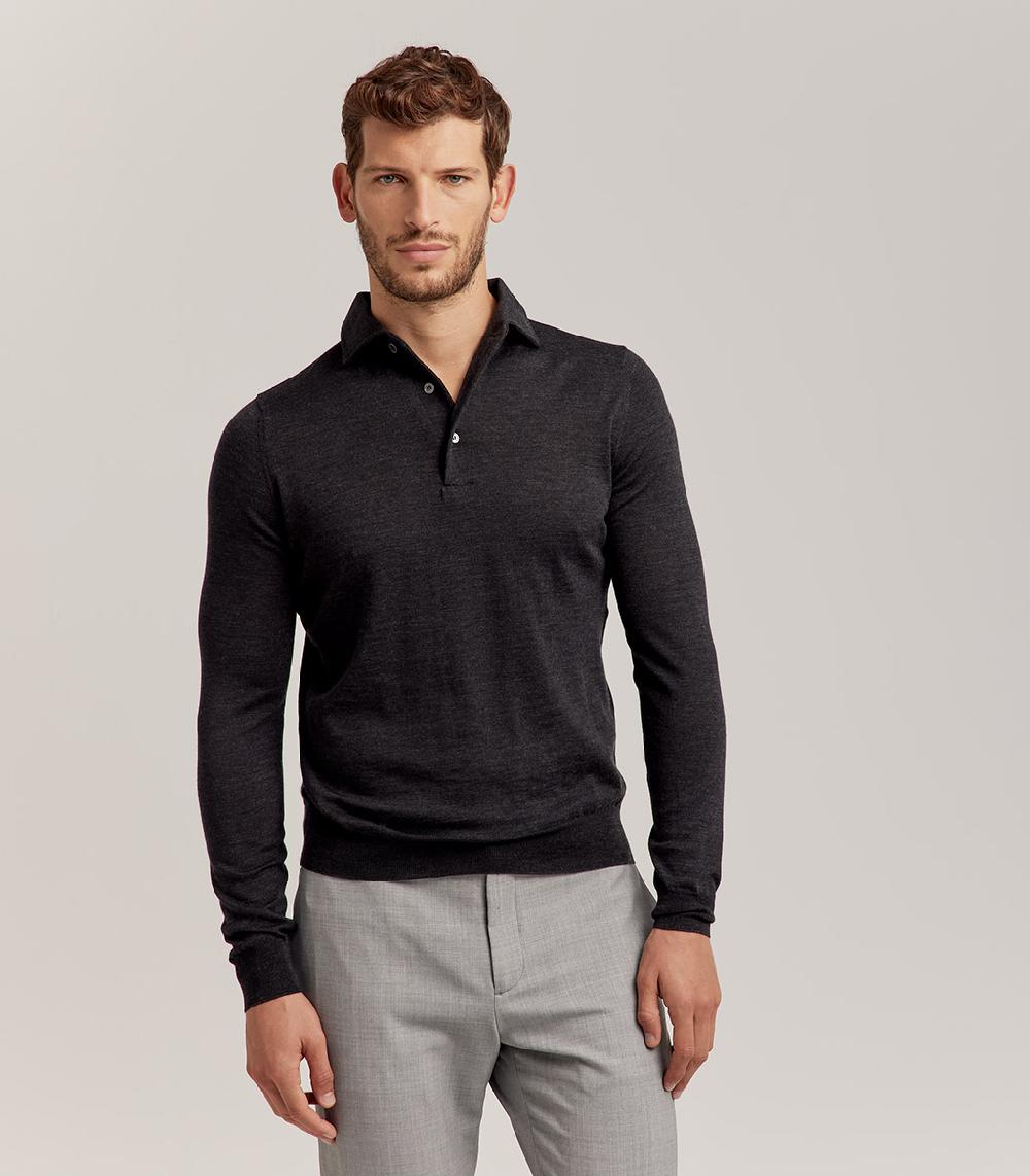 S.Moritz POLO COLLO CAMICIA ROYAL MERINO - GRIGIO ANTRACITE 2025