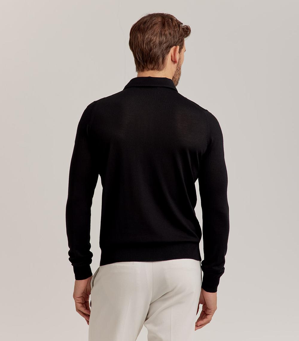 S.Moritz POLO COLLO CAMICIA ROYAL MERINO - NERO In Linea