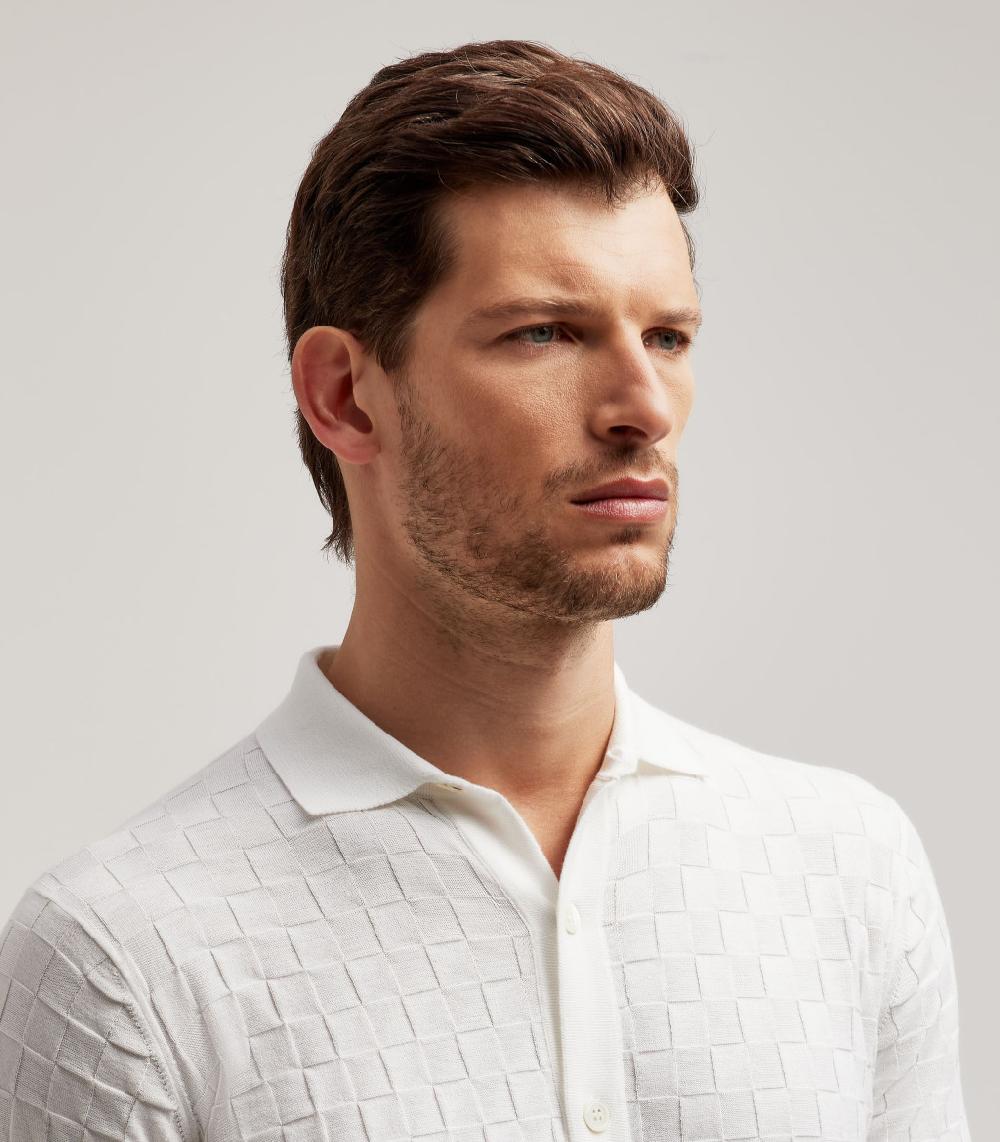 S.Moritz T-SHIRT COLLO CAMICIA PUNTO QUADRETTO - COTONE Nuova