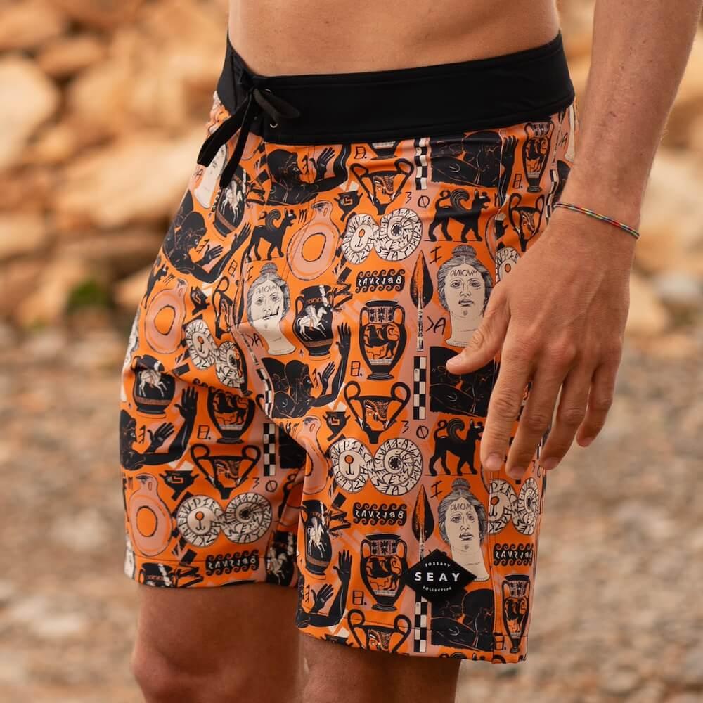 Seay / Boardshort Arancione Stampa Etrusca by Hazkj Vendite Flash