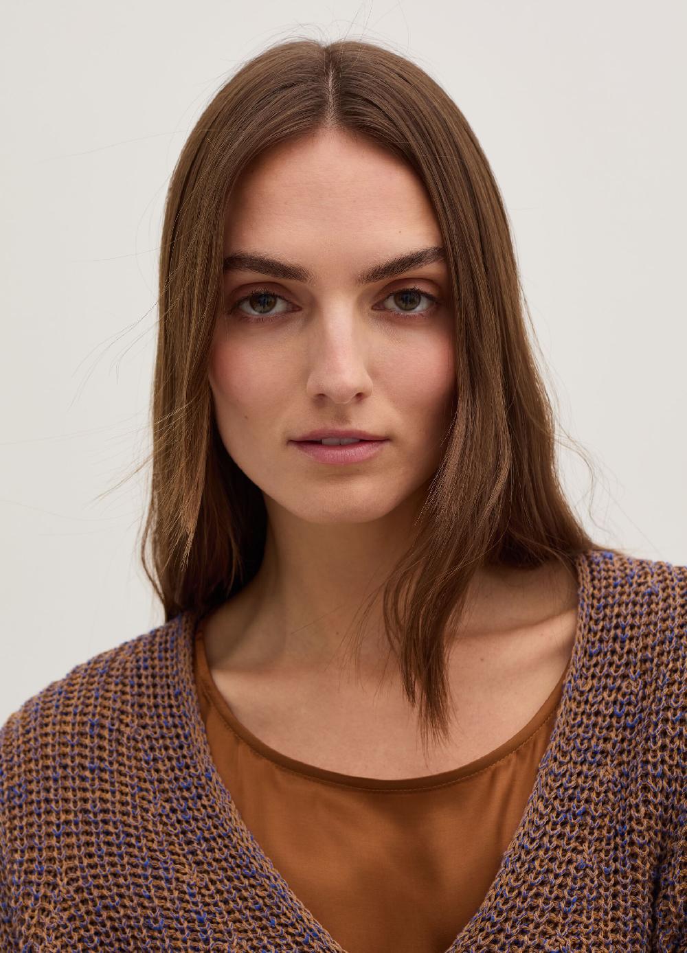 Stefanel Pullover con fantasia bicolore scollo a V Saldi Di Fabbrica