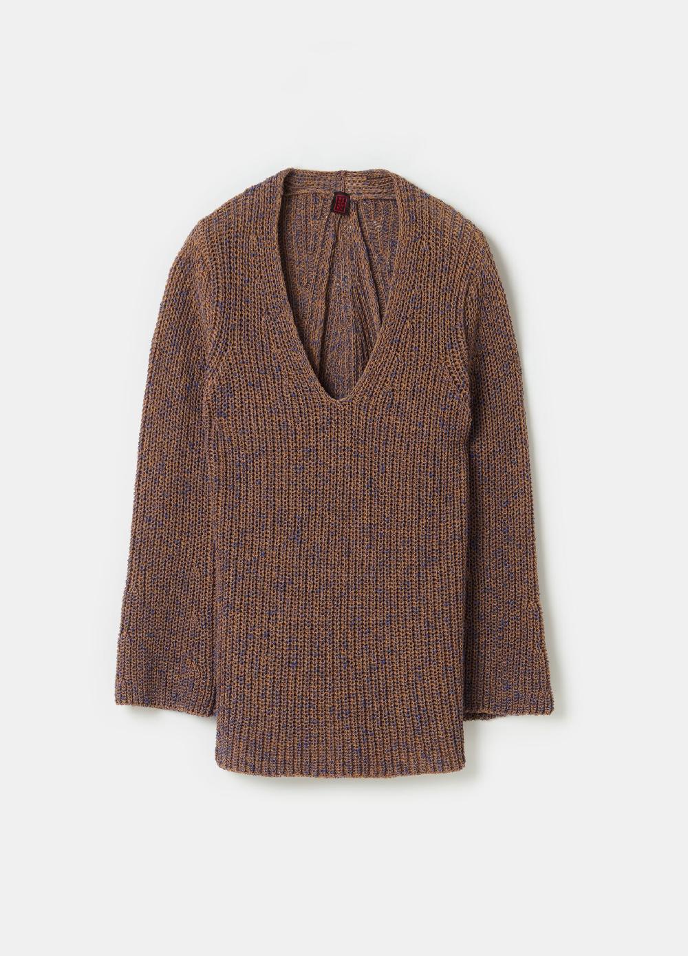 Stefanel Pullover con fantasia bicolore scollo a V Saldi Di Fabbrica