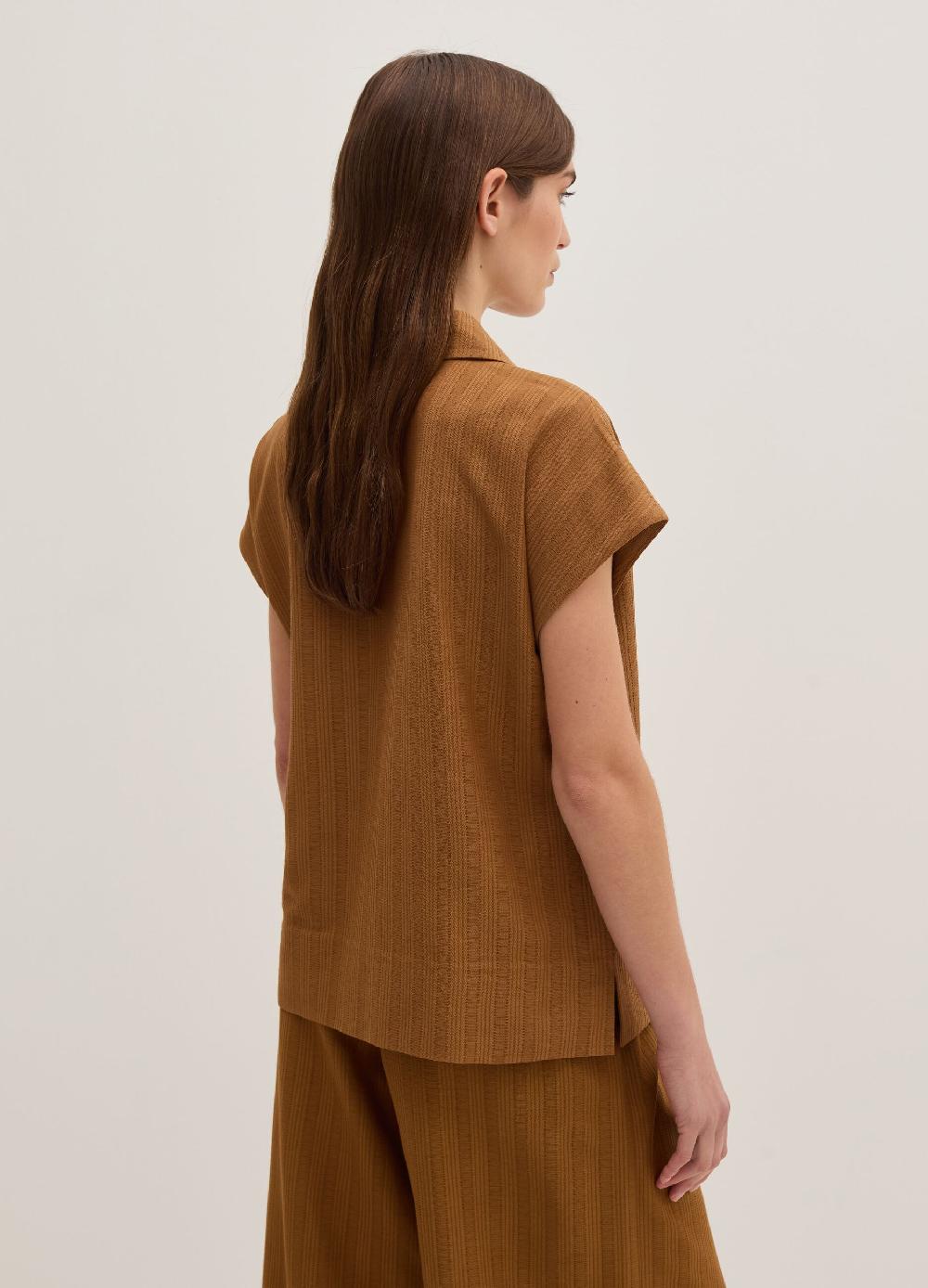 Stefanel Blusa gessata scollo serafino con colletto Promozione