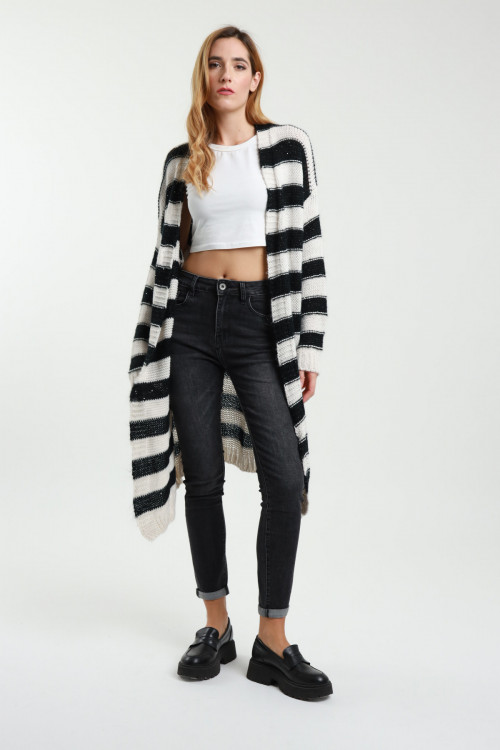 Susy Mix Cardigan Lungo a Righe Moda