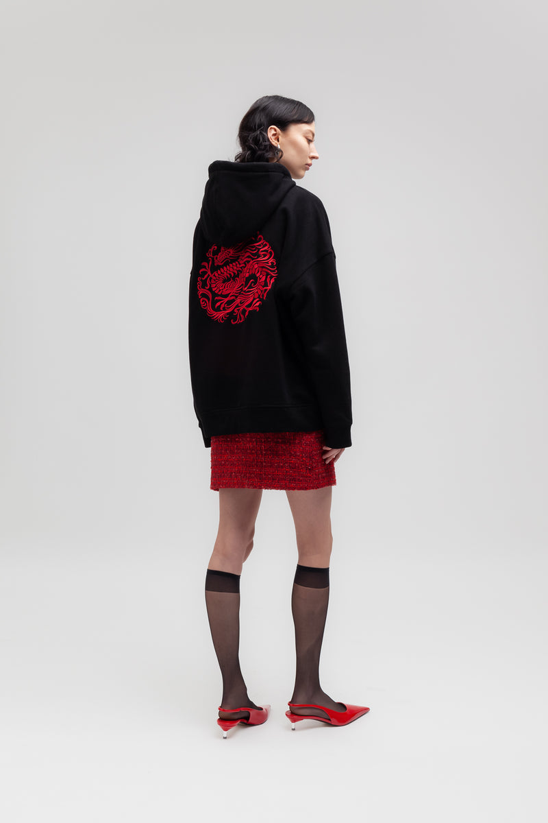 Weili zheng Hoodie con ricamo drago 2025