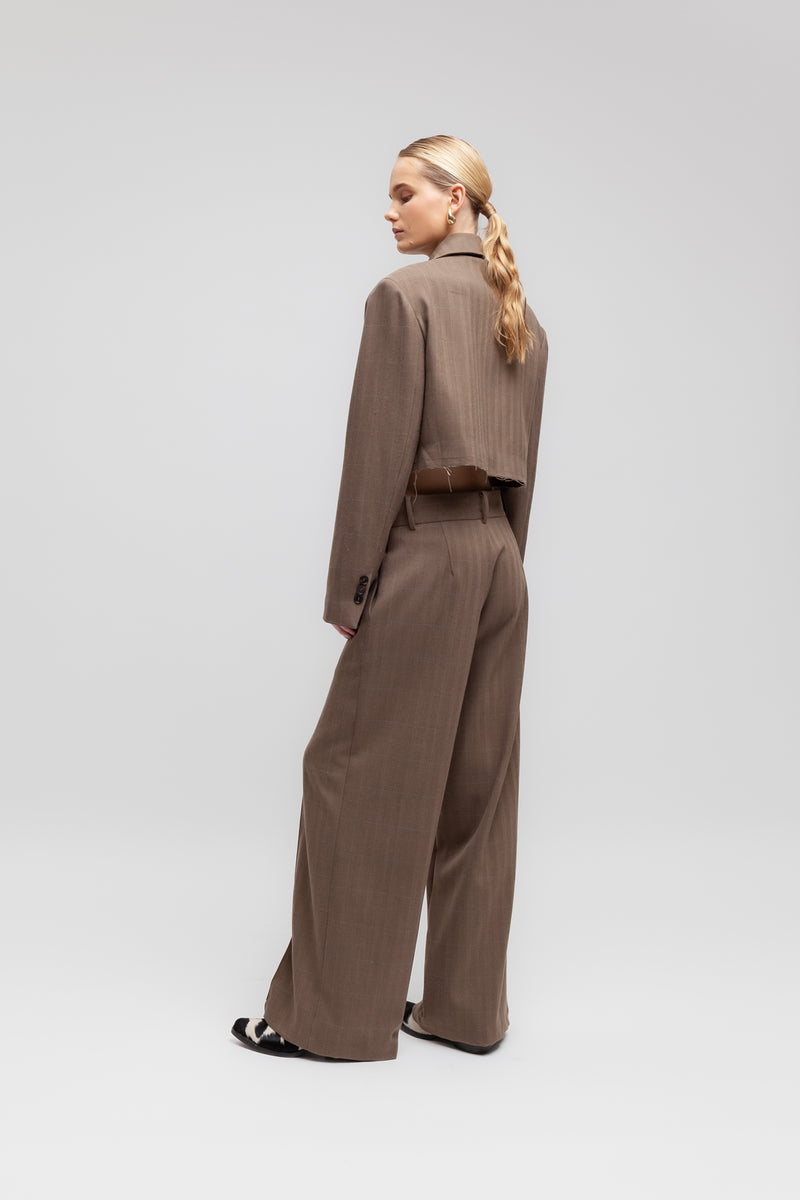 Weili zheng Pantalone wide leg in panno spigato Soddisfazione Garantita