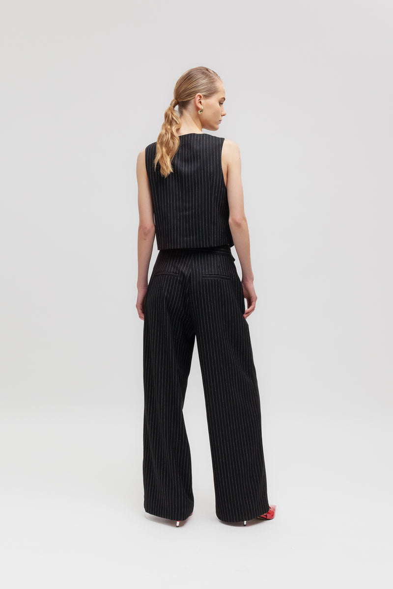 Weili zheng Pantalone gessato con cinturino Promozione Limitata
