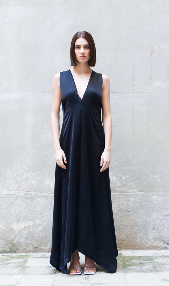 ﻿Zerobarracento Sleeveless Bemberg Maxi Dress In Saldo