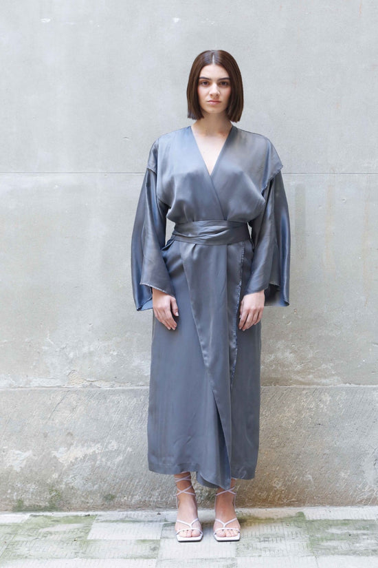 ﻿Zerobarracento Bemberg Kimono Wrap Dress Vendite Flash